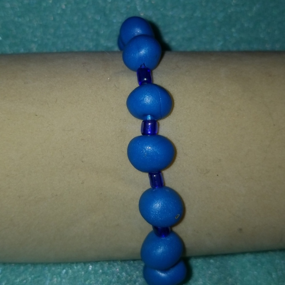 Blue Polymer Clay Stretch Bracelet